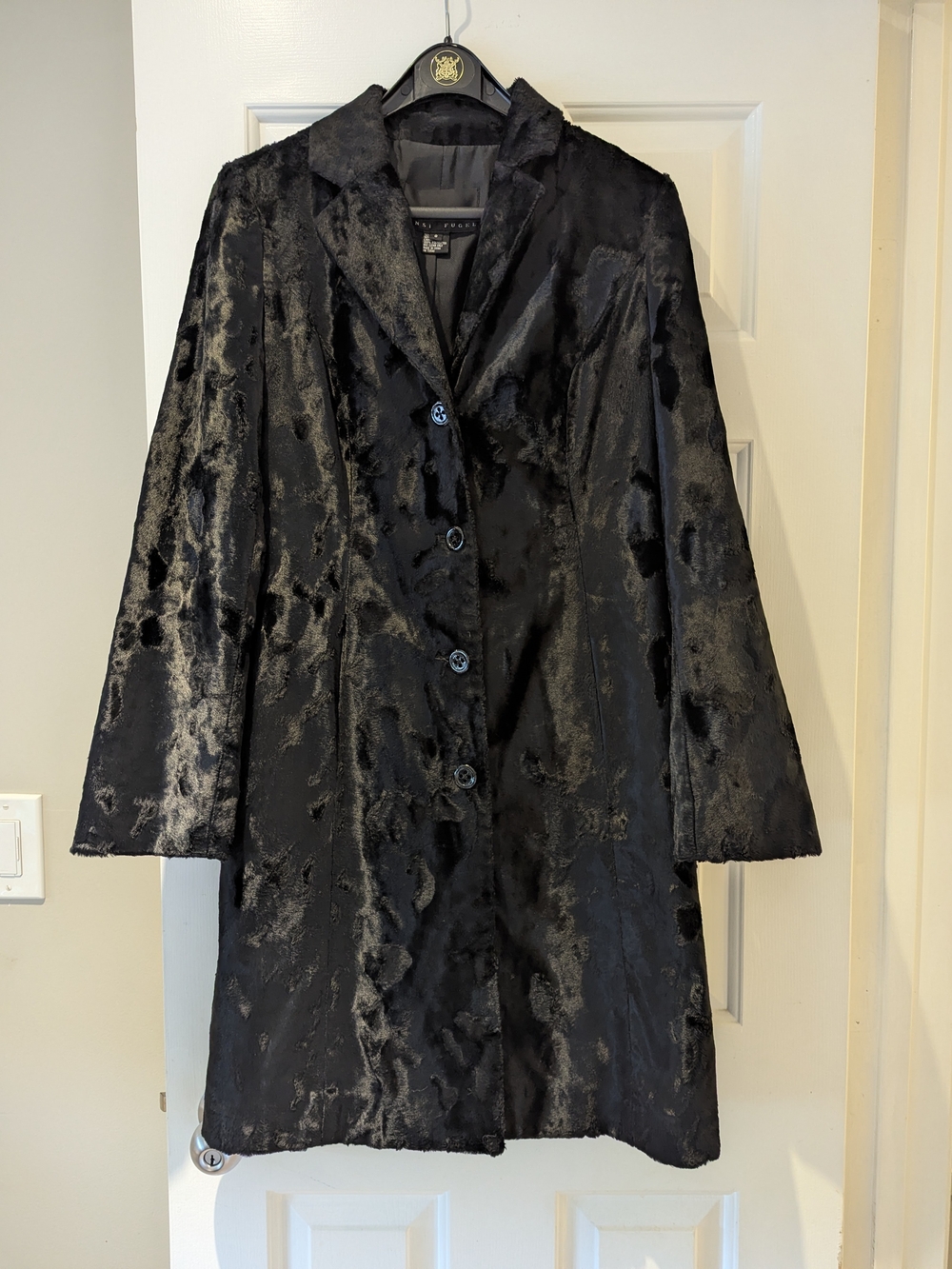 Yansi Fugel Vintage 90s Y2K Black Velvet Fur Statement Coat Blazer M Whimsigoth